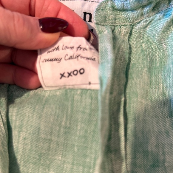 Frank & Eileen green Beachy, coastal Linen Shirt button down shirt. Sz M. - Picture 13 of 17